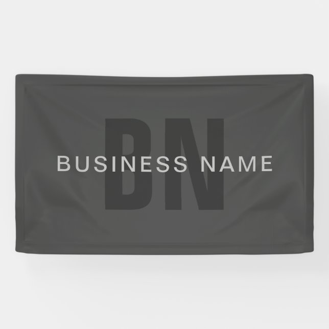 Modern Dark Grey Editable Monogram Design Template Banner (Horizontal)