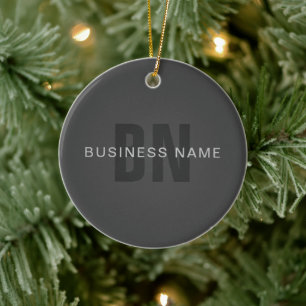 Modern Dark Grey Editable Monogram Design Template Ceramic Tree Decoration