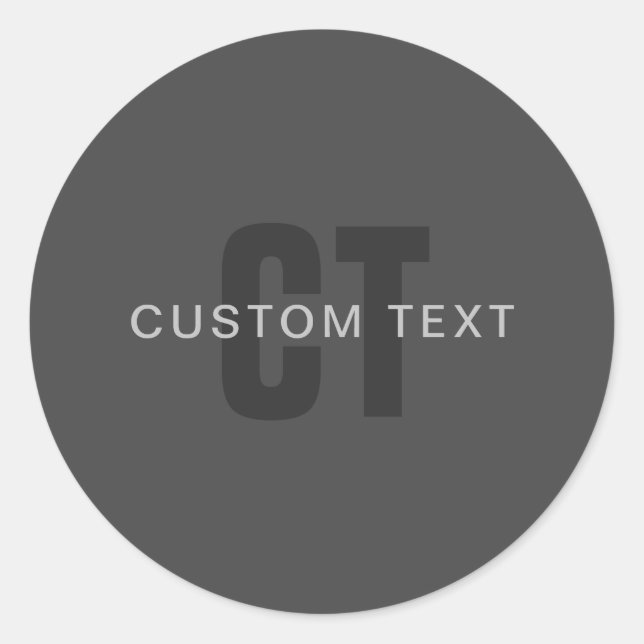 Modern Dark Grey Editable Monogram Design Template Classic Round Sticker (Front)
