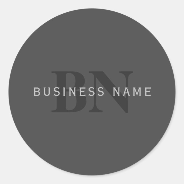 Modern Dark Grey Editable Monogram Design Template Classic Round Sticker (Front)