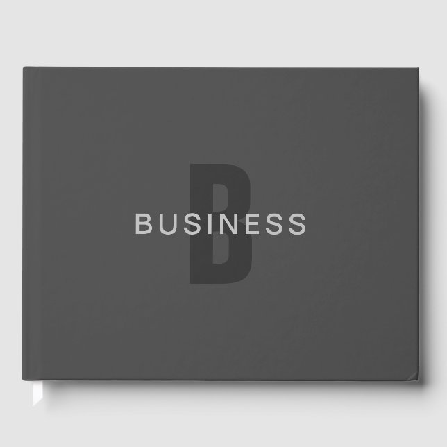 Modern Dark Grey Editable Monogram Design Template Guest Book (Front)