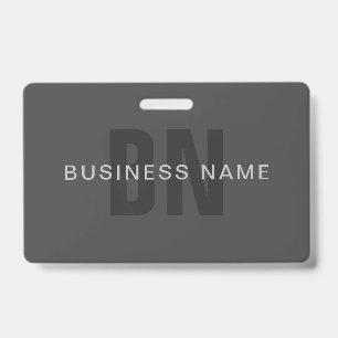 Modern Dark Grey Editable Monogram Design Template ID Badge