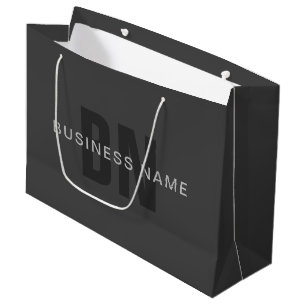 Modern Dark Grey Editable Monogram Design Template Large Gift Bag