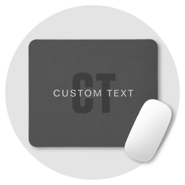 Modern Dark Grey Editable Monogram Design Template Mouse Mat (Creator Uploaded)