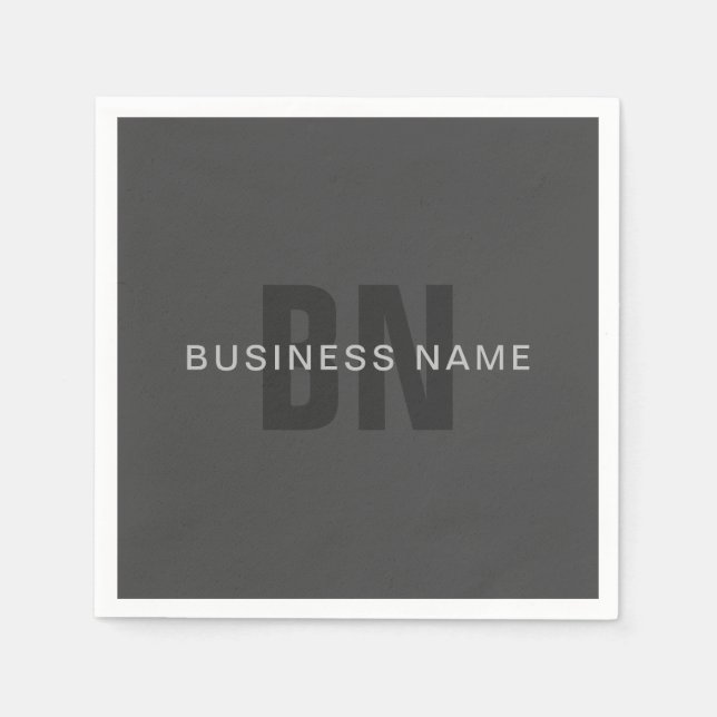 Modern Dark Grey Editable Monogram Design Template Napkin (Front)