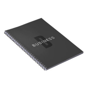 Modern Dark Grey Editable Monogram Design Template Notebook