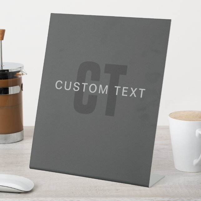 Modern Dark Grey Editable Monogram Design Template Pedestal Sign (In SItu)