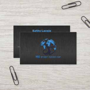 Modern dark-grey faux metallic texture business card