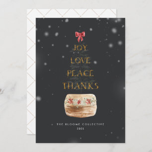  Modern Dark Grey Gold Snow Overlay Typography Holiday Card