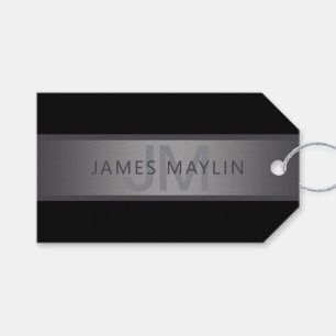 Modern Dark Grey Gradient Name or Business Name  Gift Tags