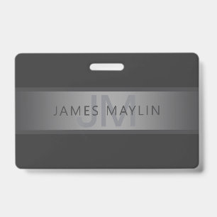 Modern Dark Grey Gradient Name or Business Name ID Badge