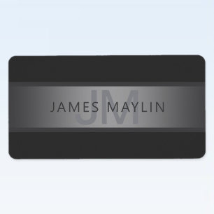 Modern Dark Grey Gradient Name or Business Name  Label