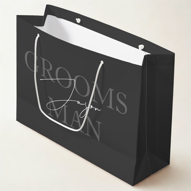 Modern Dark Grey Groomsmen Proposal Gift Bag (Creator Uploaded)