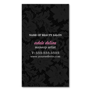 Modern Dark Grey Lace Makeup Artist Magnetic Business Card