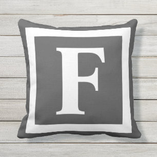 Modern Dark Grey Monogram Initial Cushion
