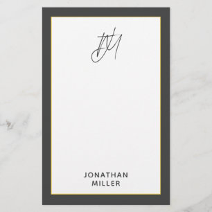 Modern Dark Grey Monogram Stationery