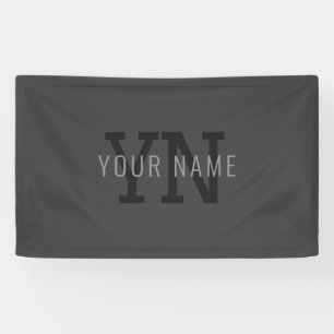 Modern Dark Grey Monogrammed Name (or other text) Banner