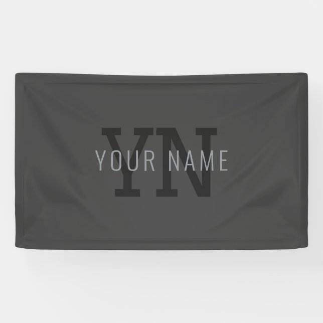 Modern Dark Grey Monogrammed Name (or other text) Banner (Horizontal)