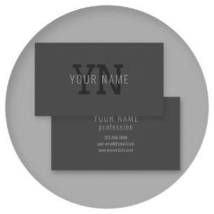 Modern Dark Grey Monogrammed Name (or other text) Business Card