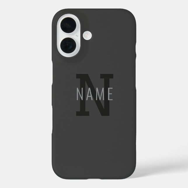 Modern Dark Grey Monogrammed Name (or other text) Case-Mate iPhone Case (Back)
