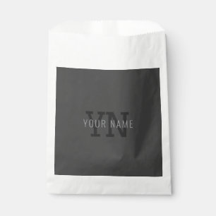 Modern Dark Grey Monogrammed Name (or other text) Favour Bags