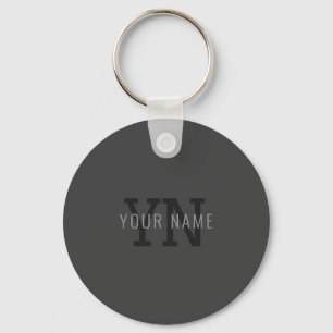 Modern Dark Grey Monogrammed Name (or other text) Key Ring