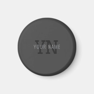 Modern Dark Grey Monogrammed Name (or other text) Magnet