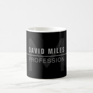 Modern Dark Grey Professional Name  Coffee Mug