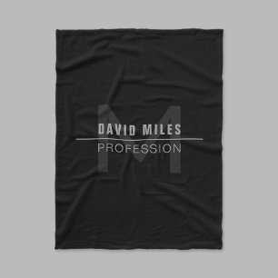 Modern Dark Grey Professional Name Fleece Blanket