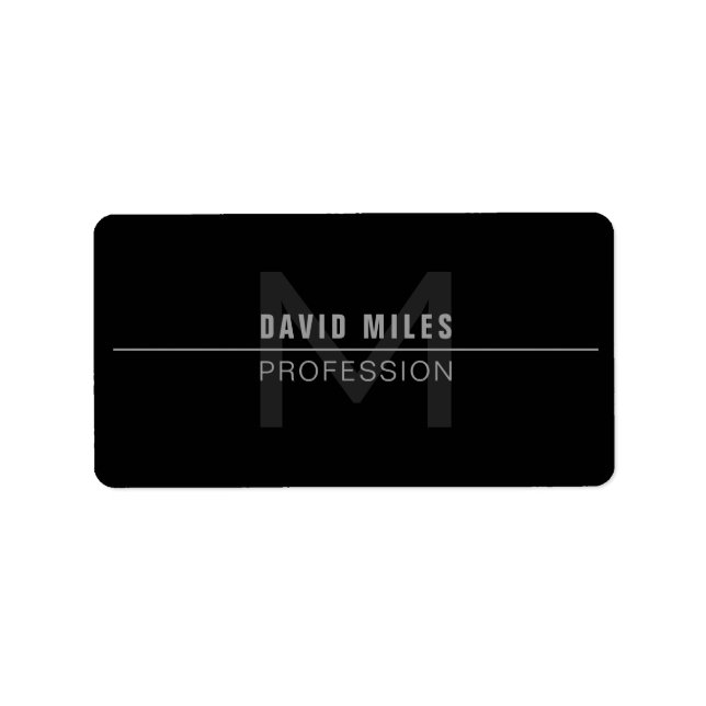 Modern Dark Grey Professional Name  Label (Front)