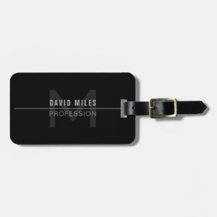 Modern Dark Grey Professional Name Luggage Tag