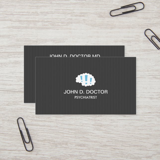 Modern dark grey professional psychiatrist business card (Front/Back In Situ)