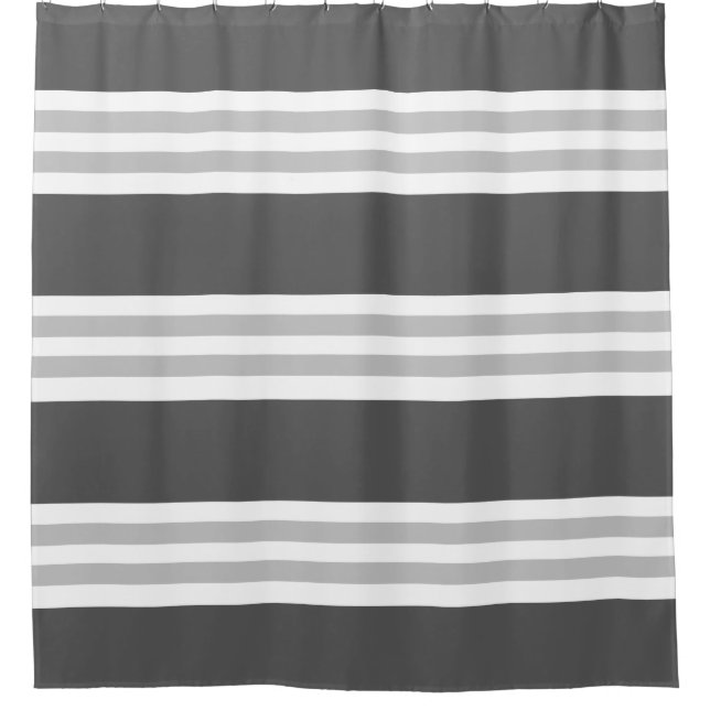 Modern Dark Grey Stripe Shower Curtain (Front)