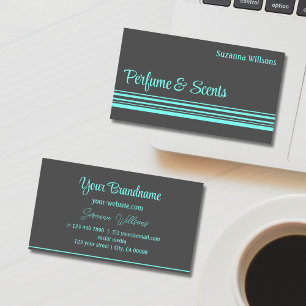 Modern Dark Grey Teal Stripes Professional Stylish Business Card