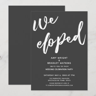 Modern Dark Grey We Eloped Wedding Reception Invitation