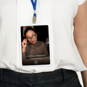 Modern Dark Large Photo Employee ID Badge