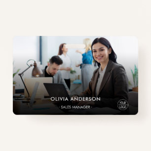 Modern Dark Large Photo Employee ID Badge