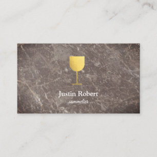 Modern Dark Marble Wine Bartender Sommelier Busine Business Card