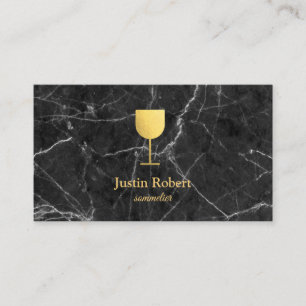 Modern Dark Marble Wine Bartender Sommelier Business Card