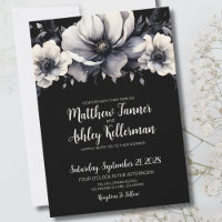 Modern Dark Moody Black Floral Wedding