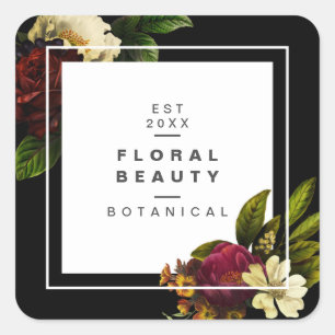 Modern Dark Moody Botanical Greenery Square Sticker