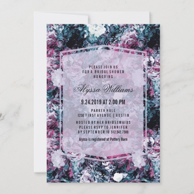 Modern Dark Moody Florals Bridal Shower Invitation (Front)