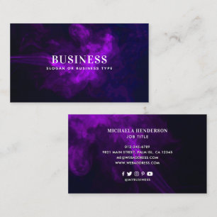 Modern Dark & Moody Purple Smoke Business Card
