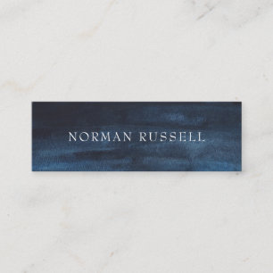 Modern Dark Navy Blue Watercolor Wash Mini Business Card