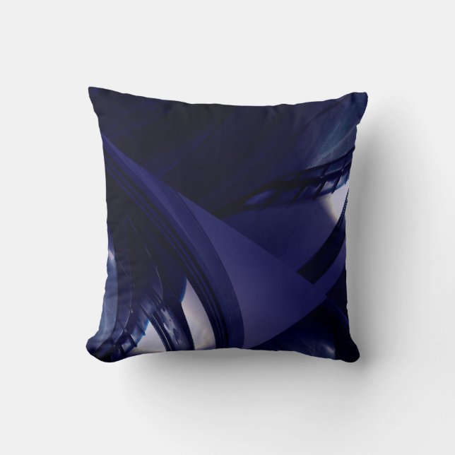 Modern Dark Night Blue Futuristic Abstract Cushion (Front)