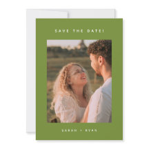 Modern Dark Olive Green Engagement Photo Wedding