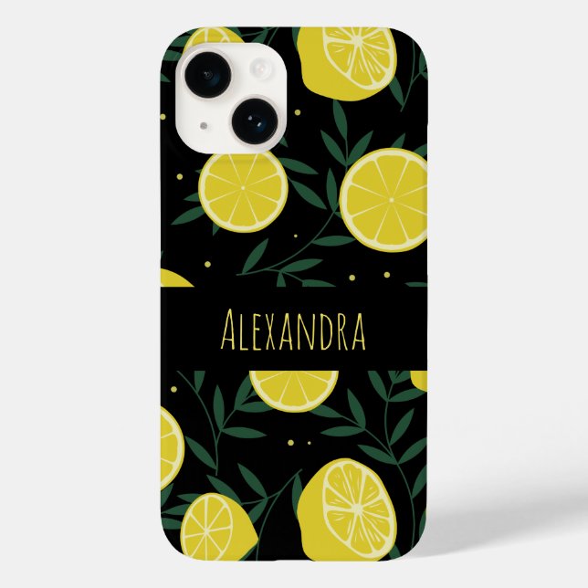 Modern Dark Personalised Fruit Summer Pattern Case-Mate iPhone Case (Back)