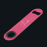 Modern Dark Pink Elegant Stylish Trendy Monogram<br><div class="desc">Create your own custom, personalised, modern elegant white calligraphy typography script font monogrammed on dark pink background, trendy chic girly stylish cool professional extra durable stainless steel speed bottle opener bar key featuring a length and design to open bottles with speed and ease. Simply type in your name / family...</div>