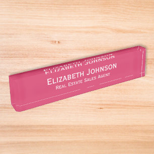 Modern Dark Pink Professional Business Executive Nameplate