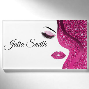 Modern Dark Pink with Glitter Effect Name Tag
